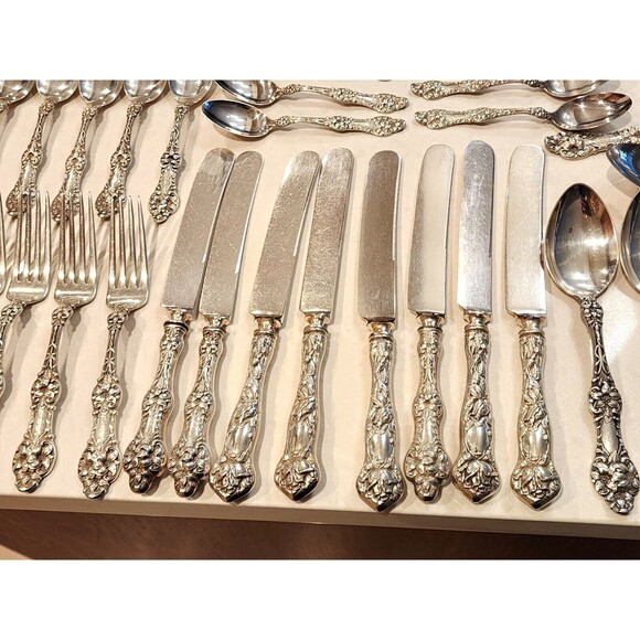 Old Orange Blossom by Alvin Sterling Silver Flatware Set Service 39 pcs - Picture 6 of 10